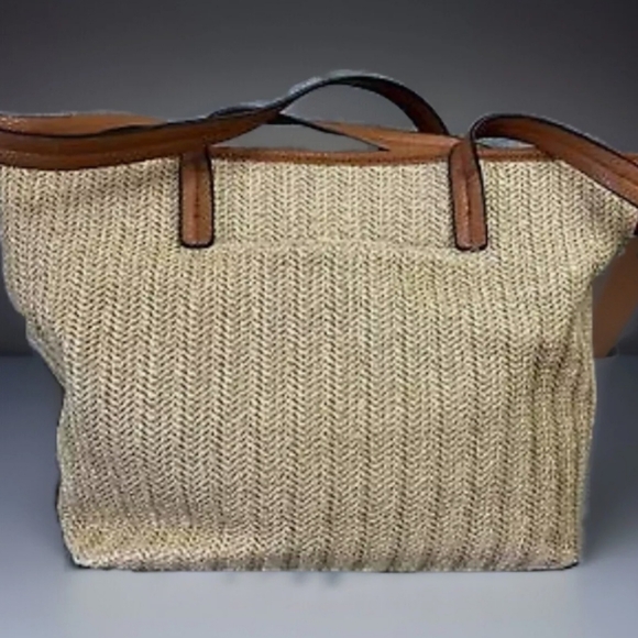 London Fog Alisa Jute Straw Tote Handbag - Picture 10 of 14